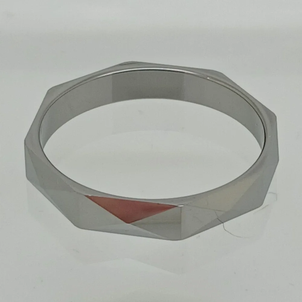Vintage Tungsten Carbide Faceted Geometric Ring Size 10 Silver 4mm 1990s Y2K New